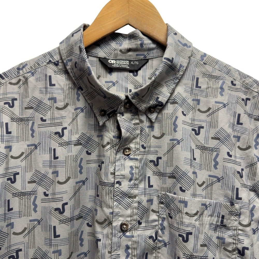 Outdoor Research Men's Sz XL Gray Shape Scape Button Down Outdoor Climbing Shirt